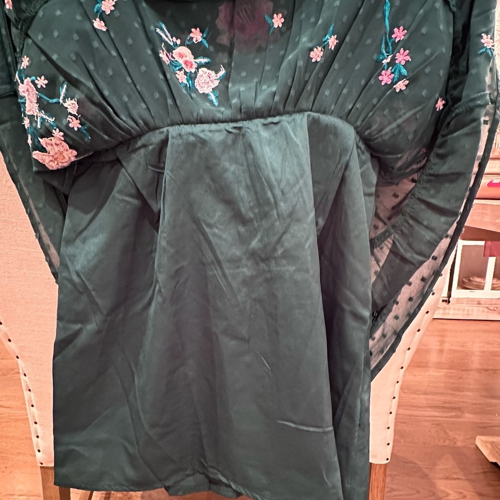 Asos Petite High neck embroidered mini Dress - Picture 13 of 14